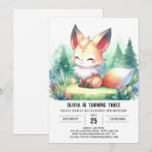 Whimsical Modern Fox Verjaardag digitaal Kaart (Voorkant / Achterkant)