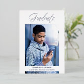 Whimsical Modern Graduation Calligraphy Photo Folie Uitnodiging (Staand Voorkant)
