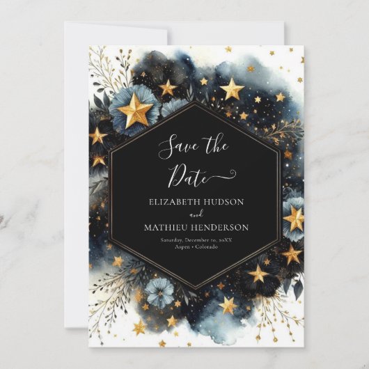 Whimsical Modern Hemelse Huwelijk Save The Date (Voorkant)