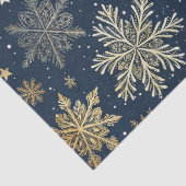 Whimsical Modern Navy Gold Snowflakes Decoupage Tissuepapier (Detail)