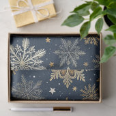 Whimsical Modern Navy Gold Snowflakes Decoupage Tissuepapier (Geschenk)