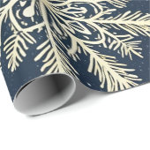 Whimsical Modern Navy Gold Snowflakes & Hearts Cadeaupapier (Rol Hoek)