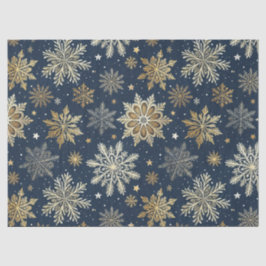 Whimsical Modern Navy Gouden Sneeuwvlokken Decoupa Tissuepapier