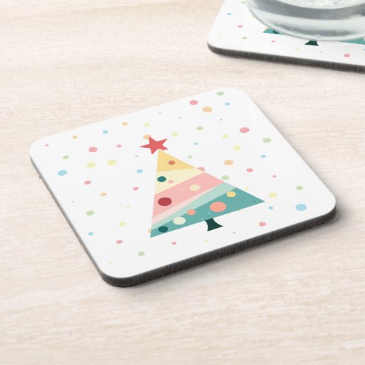 Whimsical Modern Pastel Polka Dot Christmas Bier Onderzetter (Linkerzijde)