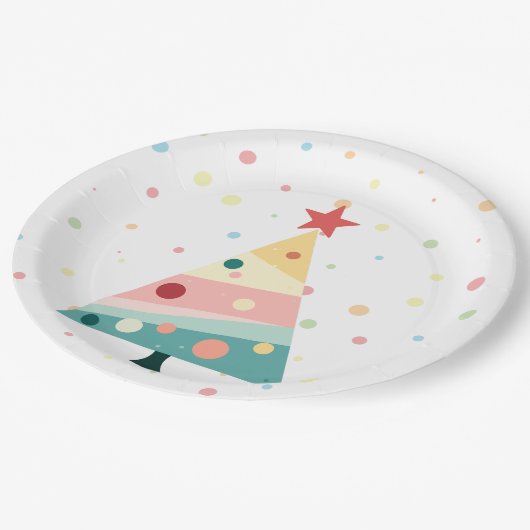 Whimsical Modern Pastel Polka Dot Christmas Papieren Bordje (Gekanteld)