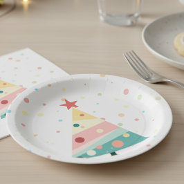 Whimsical Modern Pastel Polka Dot Christmas Papieren Bordje