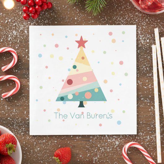 Whimsical Modern Pastel Polka Dot Christmas Servet