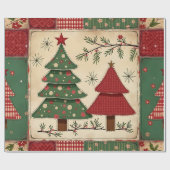 Whimsical Modern Red & Green Christmas Floral  Cadeaupapier (Vlak)