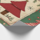 Whimsical Modern Red & Green Christmas Floral  Cadeaupapier (Hoek)