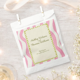 Whimsical Modern Roze & Groen Huwelijk Bedankzakje