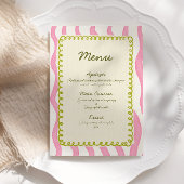 Whimsical Modern Roze & Groen Wedding Menu Kaart