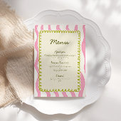 Whimsical Modern Roze & Groen Wedding Menu Kaart