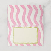 Whimsical Modern Roze & Groen Wedding Place Card Plaatskaartje (Buitenkant ongevouwen)