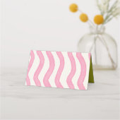 Whimsical Modern Roze & Groen Wedding Place Card Plaatskaartje (Achterkant)