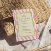 Whimsical Modern Roze & Groene bruiloft uitnodigin Kaart