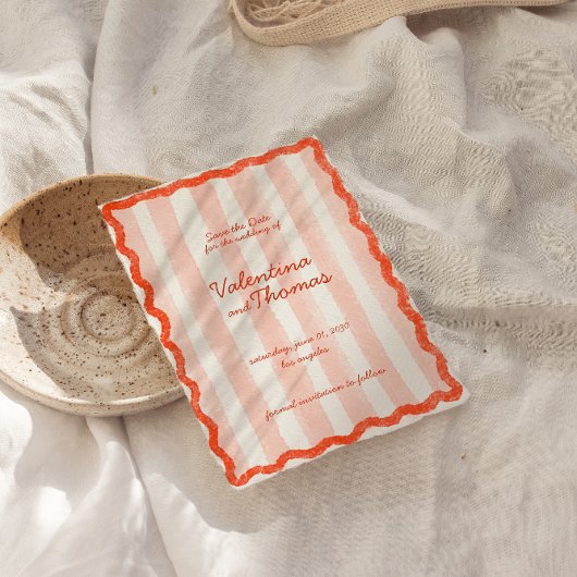 Whimsical Modern Roze & Rode bruiloft Bewaar de da Kaart