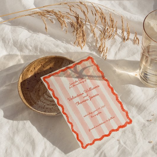 Whimsical Modern Roze & Rode bruiloft Bewaar de da Kaart