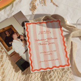 Whimsical Modern Roze & Rode bruiloft Bewaar de da Kaart