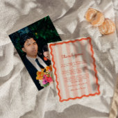 Whimsical Modern Roze & Rode bruiloft Dank u Kaart