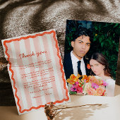 Whimsical Modern Roze & Rode bruiloft Dank u Kaart