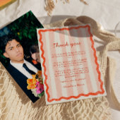 Whimsical Modern Roze & Rode bruiloft Dank u Kaart