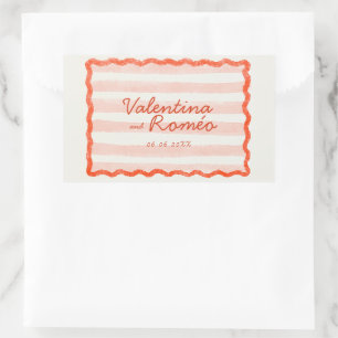 Whimsical Modern Roze & Rode bruiloft Rechthoekige Sticker