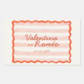 Whimsical Modern Roze & Rode bruiloft Rechthoekige Sticker (Voorkant)