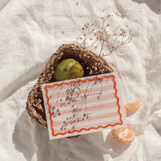 Whimsical Modern Roze & Rode bruiloft RSVP Kaart.