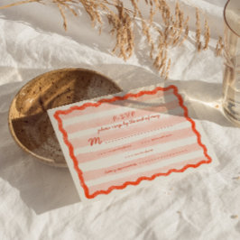 Whimsical Modern Roze & Rode bruiloft RSVP Kaart.