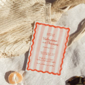 Whimsical Modern Roze & Rode bruiloft uitnodiging