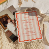 Whimsical Modern Roze & Rode bruiloft uitnodiging