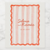 Whimsical Modern Roze & Rode bruiloft Wijn Etiket (Enkel label)