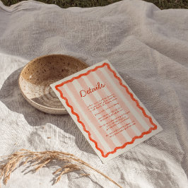 Whimsical Modern Roze & Rood Bruiloftsdetail Kaart