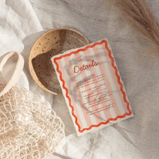 Whimsical Modern Roze & Rood Bruiloftsdetail Kaart