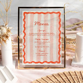 Whimsical Modern Roze & Rood Wedding Menu Kaart