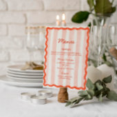 Whimsical Modern Roze & Rood Wedding Menu Kaart