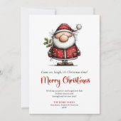 Whimsical Modern Santa Red Green Holiday Greeting Feestdagenkaart (Voorkant)