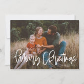 Whimsical Modern Script Merry-kerstfoto Feestdagenkaart (Voorkant)
