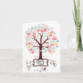 Whimsical Modern Swirl Heart Flower Tree Dank u Bedankkaart (Voorkant)