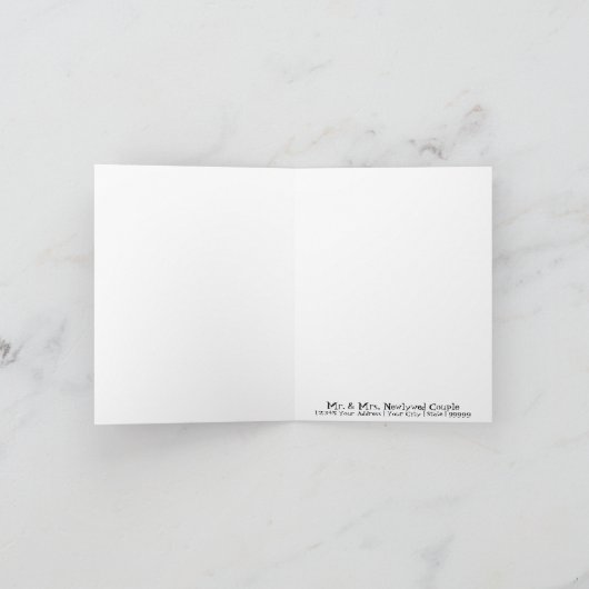 Whimsical Modern Swirl Heart Flower Tree Dank u Bedankkaart (Binnen)