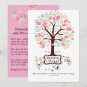 Whimsical Modern Swirl Heart Flower Tree Wedding Kaart (Voorkant / Achterkant)