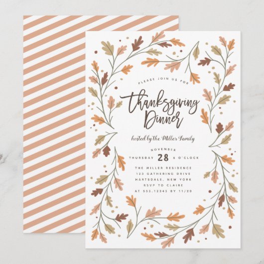 Whimsical Modern Thanksgiving Dinner Party Kaart (Voorkant / Achterkant)