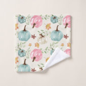 Whimsical Modern waterverf herfst pompoen geblader Bad Handdoek (Wasdoekje)