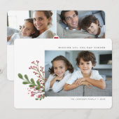 Whimsical Modern Winter Greenery 3 Foto Feestdagenkaart (Voorkant / Achterkant)