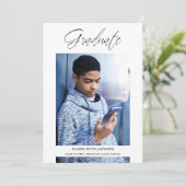 Whimsical Moderne Afstuderen Calligraphy Foto Kaart (Staand voorkant)