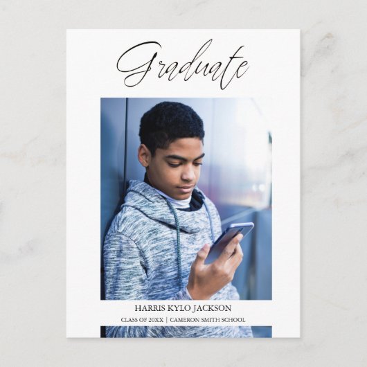 Whimsical Moderne Afstuderen Calligraphy Photo Briefkaart (Voorkant)