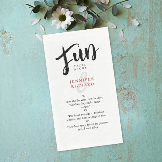 Whimsical Moderne Bruiloft bruid Groom Leuke Feite Servet