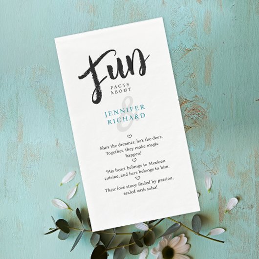 Whimsical Moderne Bruiloft Zwart Wit Leuke Feiten Servet