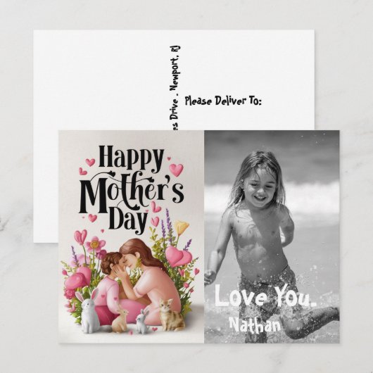*~* Whimsical Moederdag AP72 Foto Harten Feestdagenkaart (Voorkant / Achterkant)