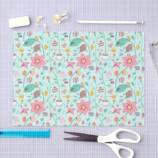 Whimsical Moederdag Collage Patroon Tissuepapier (Craft)